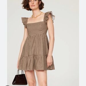Reformation Brown Checkered Mini Dress